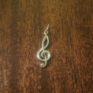 Vintage Sterling Silver Treble Clef Pendant - Silver Music Note Charm